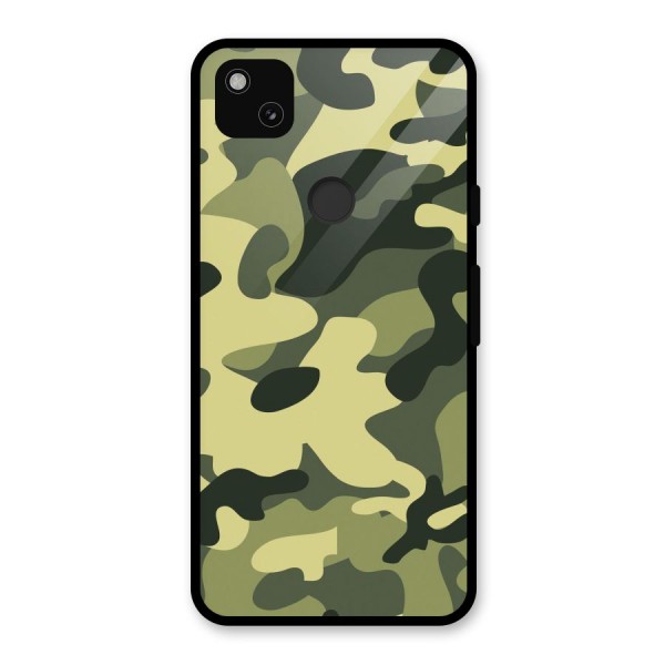 Green Military Pattern Glass Back Case for Google Pixel 4a
