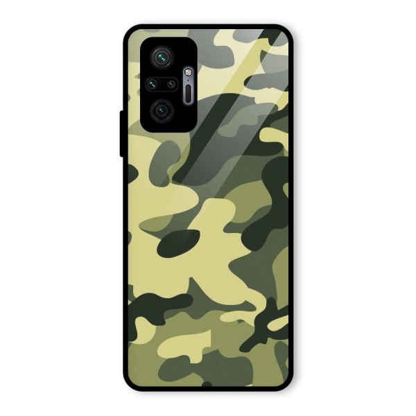 Green Military Pattern Glass Back Case for Redmi Note 10 Pro