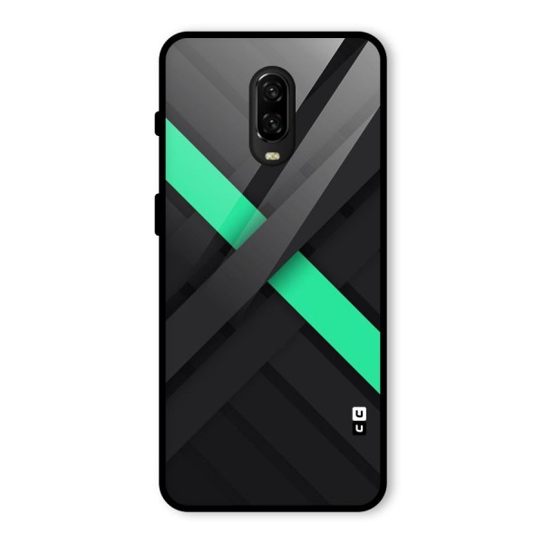 Green Stripe Diagonal Glass Back Case for OnePlus 6T