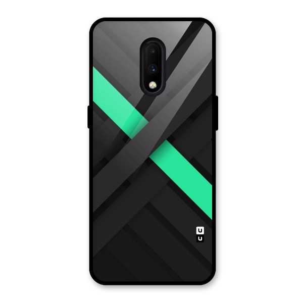 Green Stripe Diagonal Glass Back Case for OnePlus 7