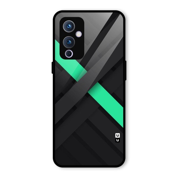 Green Stripe Diagonal Glass Back Case for OnePlus 9