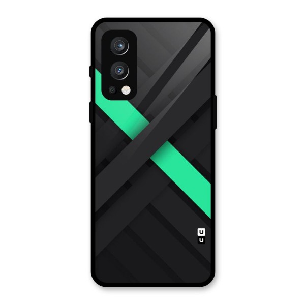 Green Stripe Diagonal Glass Back Case for OnePlus Nord 2 5G