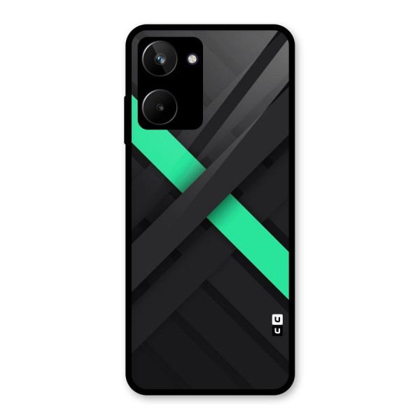 Green Stripe Diagonal Glass Back Case for Realme 10