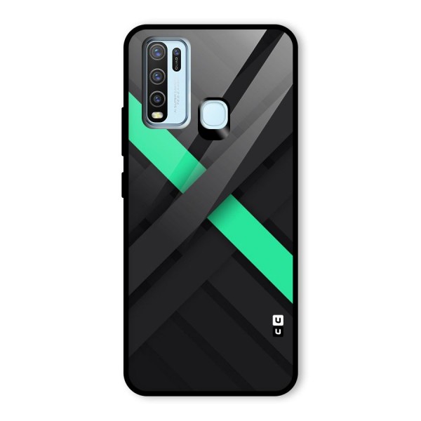 Green Stripe Diagonal Glass Back Case for Vivo Y50