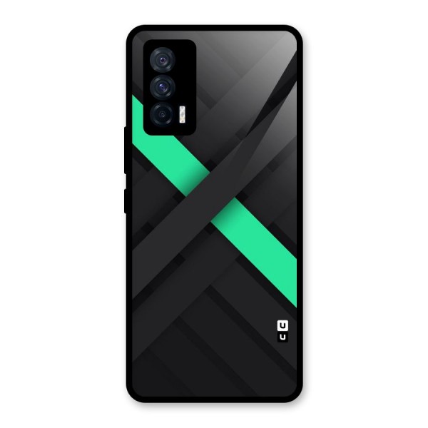 Green Stripe Diagonal Glass Back Case for Vivo iQOO 7 5G