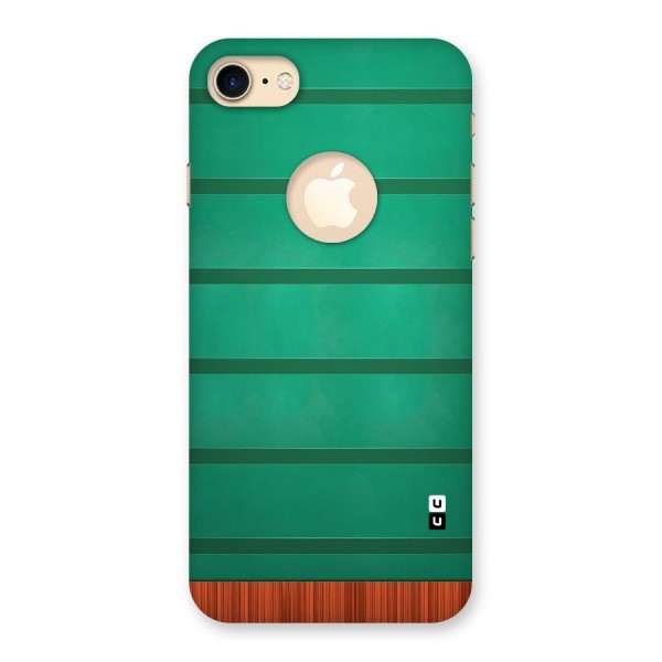 Green Wood Stripes Back Case for iPhone 7 Logo Cut