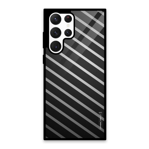 Grey And Black Stripes Glass Back Case for Galaxy S22 Ultra 5G