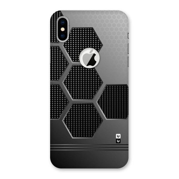 Grey Black Hexa Back Case for iPhone XS Logo Cut