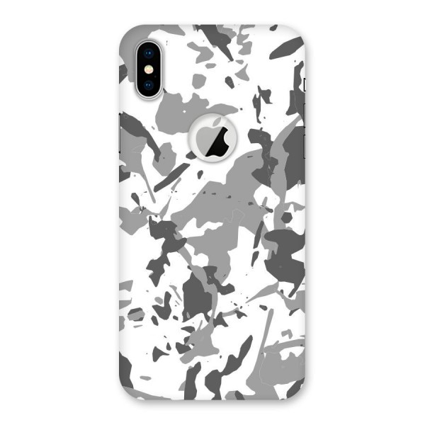 Grey Camouflage Army Back Case for iPhone X Logo Cut
