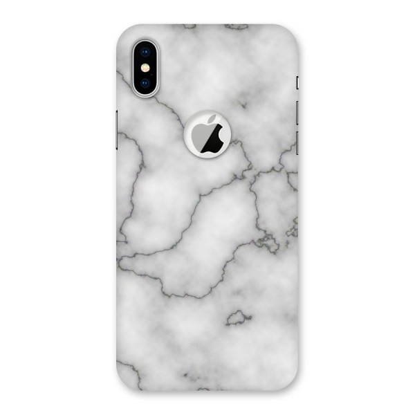 Grey Marble Back Case for iPhone XS Logo Cut