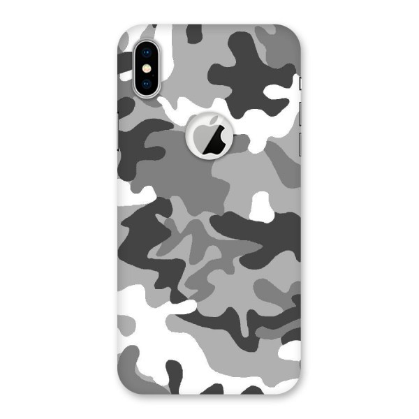 Grey Military Back Case for iPhone XS Logo Cut