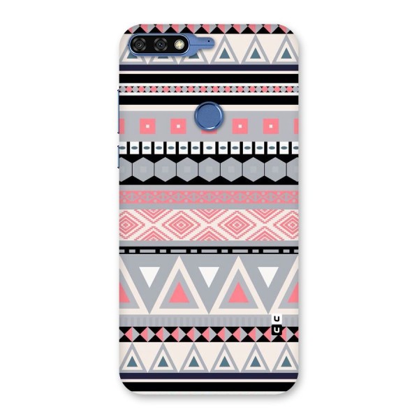 Grey Pink Pattern Back Case for Honor 7C