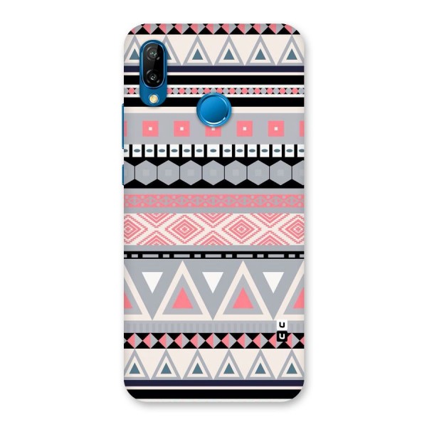 Grey Pink Pattern Back Case for Huawei P20 Lite