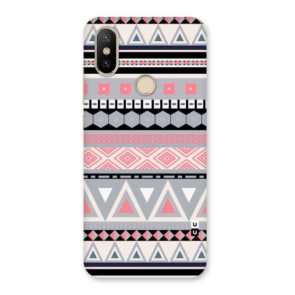 Grey Pink Pattern Back Case for Mi A2