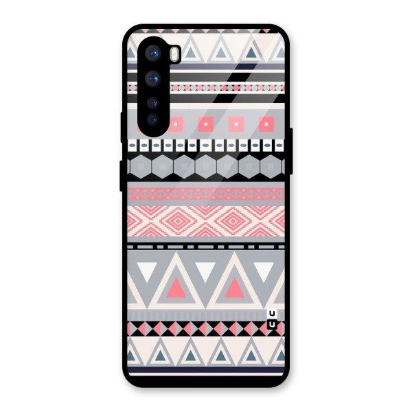 Grey Pink Pattern Glass Back Case for OnePlus Nord