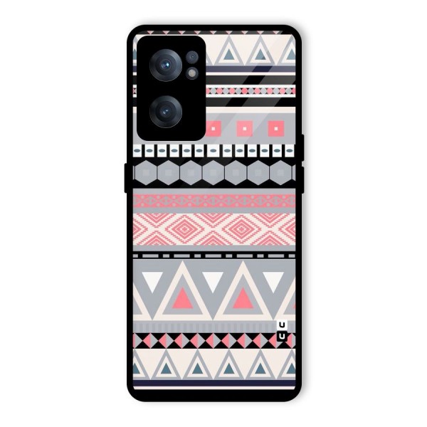 Grey Pink Pattern Glass Back Case for OnePlus Nord CE 2 5G