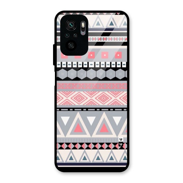 Grey Pink Pattern Glass Back Case for Redmi Note 10