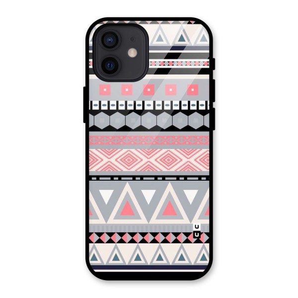 Grey Pink Pattern Glass Back Case for iPhone 12