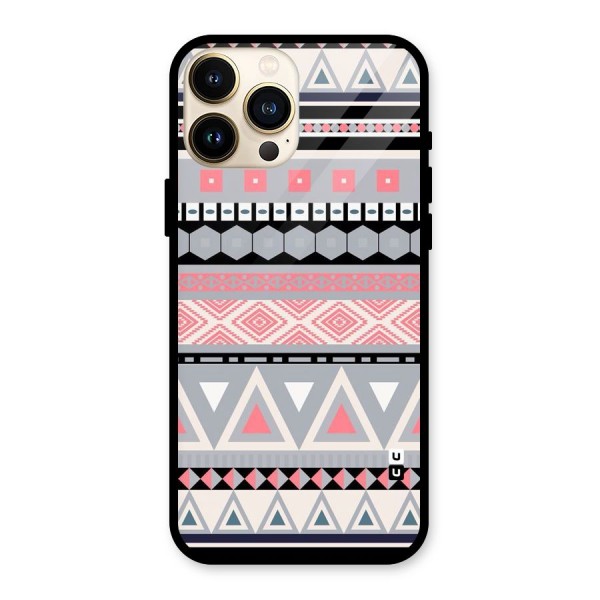 Grey Pink Pattern Glass Back Case for iPhone 13 Pro Max