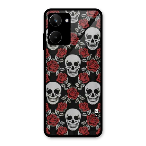 Grey Skulls Glass Back Case for Realme 10