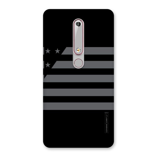 Grey Star Striped Pattern Back Case for Nokia 6.1