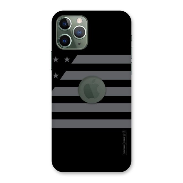 Grey Star Striped Pattern Back Case for iPhone 11 Pro Logo  Cut