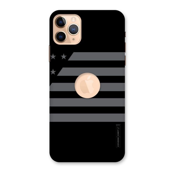 Grey Star Striped Pattern Back Case for iPhone 11 Pro Max Logo Cut