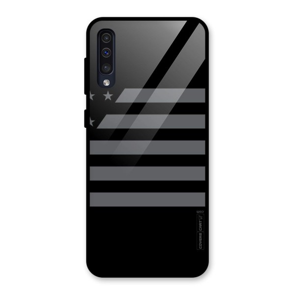 Grey Star Striped Pattern Glass Back Case for Galaxy A50