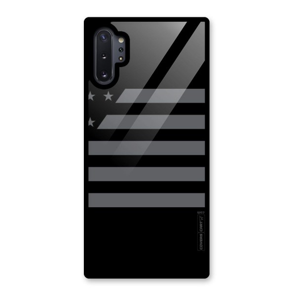 Grey Star Striped Pattern Glass Back Case for Galaxy Note 10 Plus
