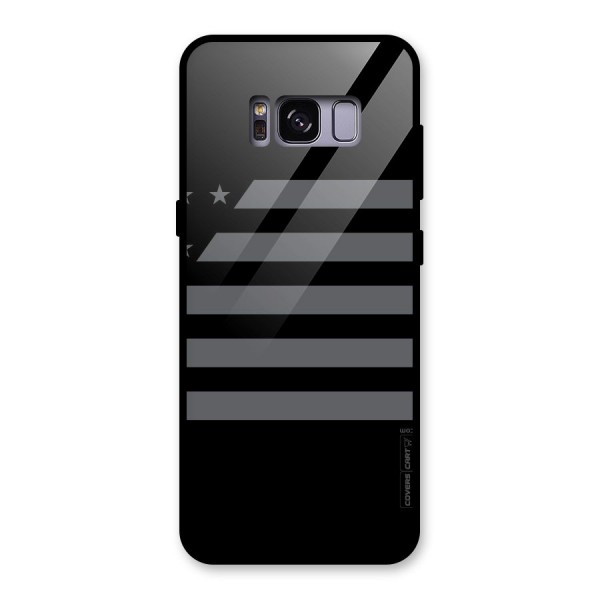 Grey Star Striped Pattern Glass Back Case for Galaxy S8