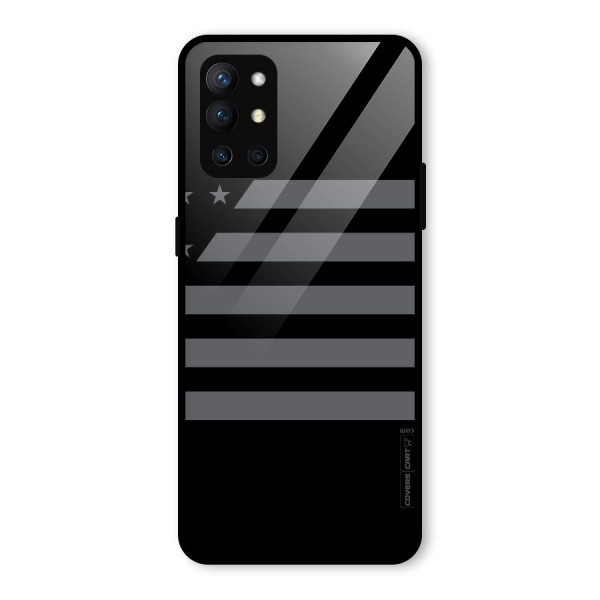 Grey Star Striped Pattern Glass Back Case for OnePlus 9R