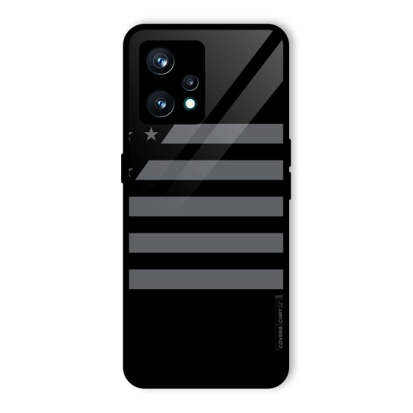 Grey Star Striped Pattern Glass Back Case for Realme 9 Pro Plus 5G