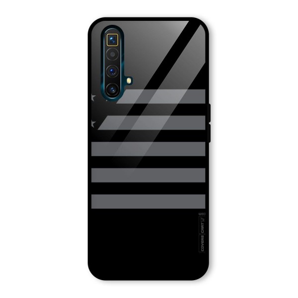 Grey Star Striped Pattern Glass Back Case for Realme X3