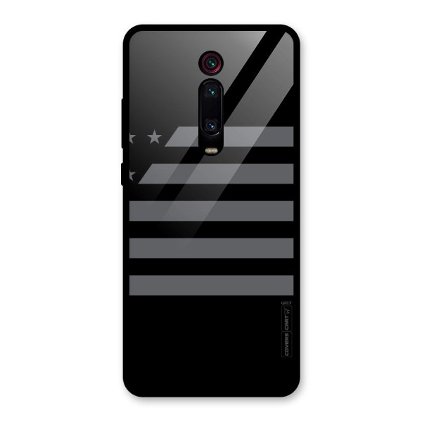 Grey Star Striped Pattern Glass Back Case for Redmi K20 Pro