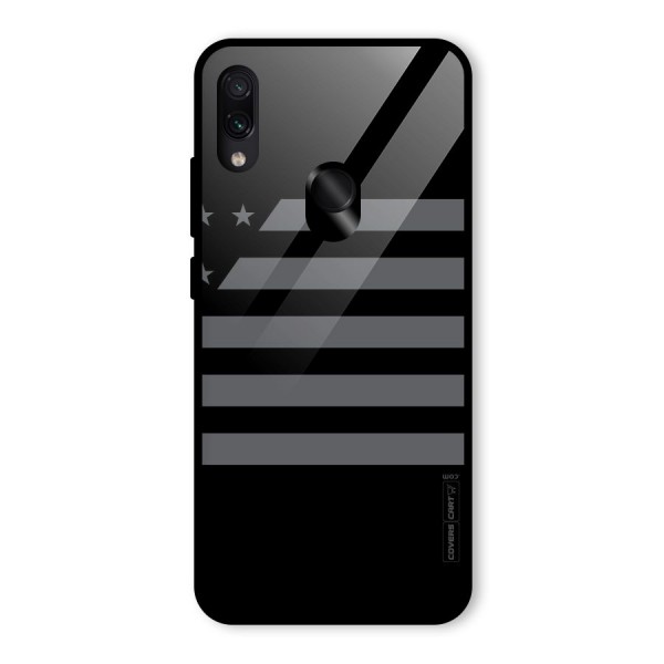 Grey Star Striped Pattern Glass Back Case for Redmi Note 7S