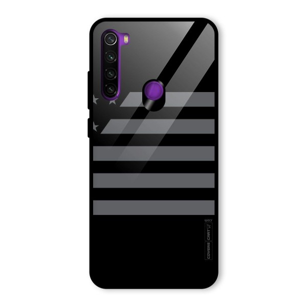 Grey Star Striped Pattern Glass Back Case for Redmi Note 8