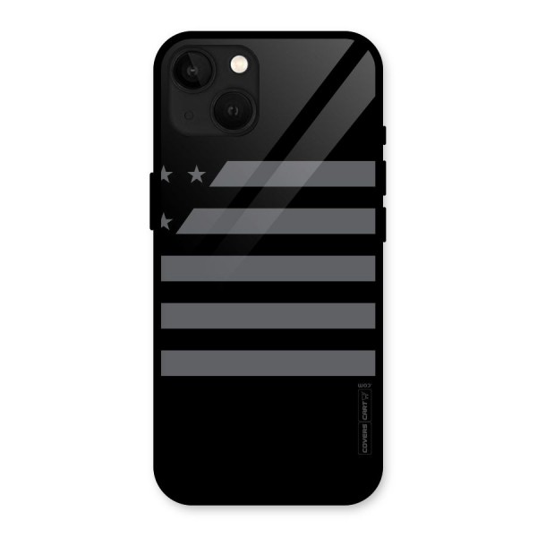 Grey Star Striped Pattern Glass Back Case for iPhone 13