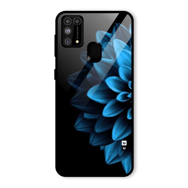 Half Blue Flower Glass Back Case for Galaxy M31