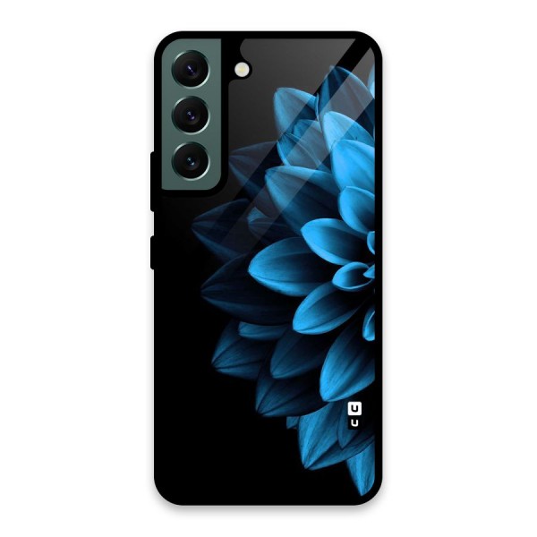 Half Blue Flower Glass Back Case for Galaxy S22 5G