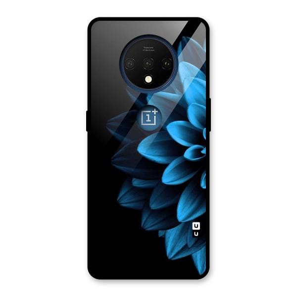 Half Blue Flower Glass Back Case for OnePlus 7T