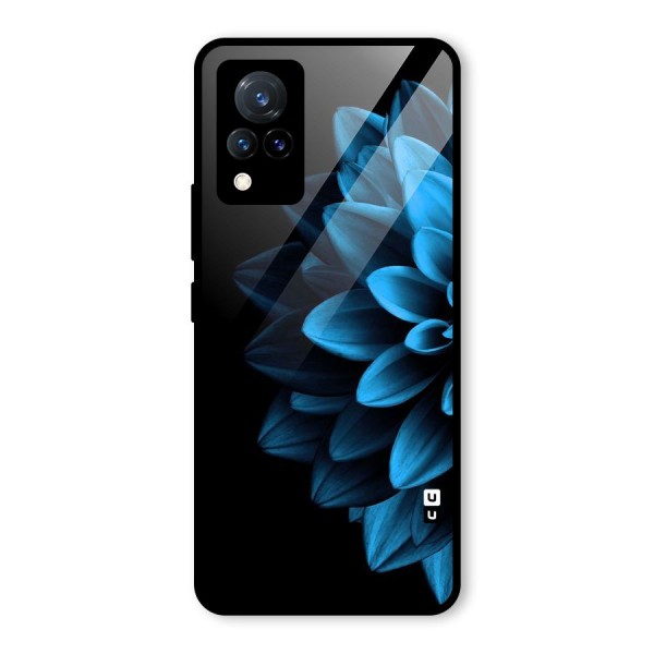 Half Blue Flower Glass Back Case for Vivo V21 5G