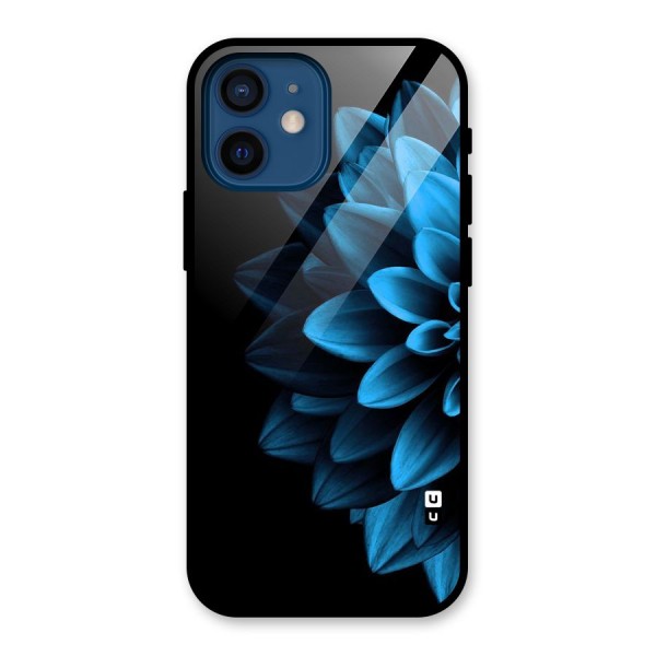 Half Blue Flower Glass Back Case for iPhone 12 Mini