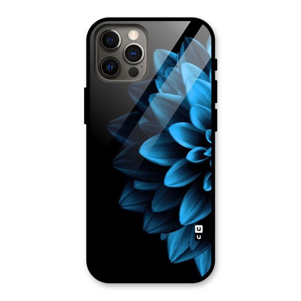 Half Blue Flower Glass Back Case for iPhone 12 Pro