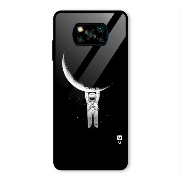 Hanging Astronaut Glass Back Case for Poco X3 Pro