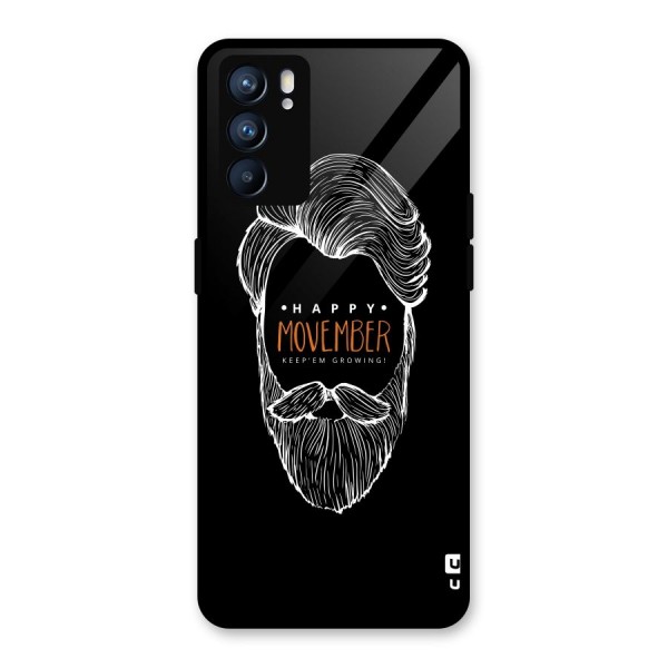 Happy Movember Black Glass Back Case for Oppo Reno6 5G