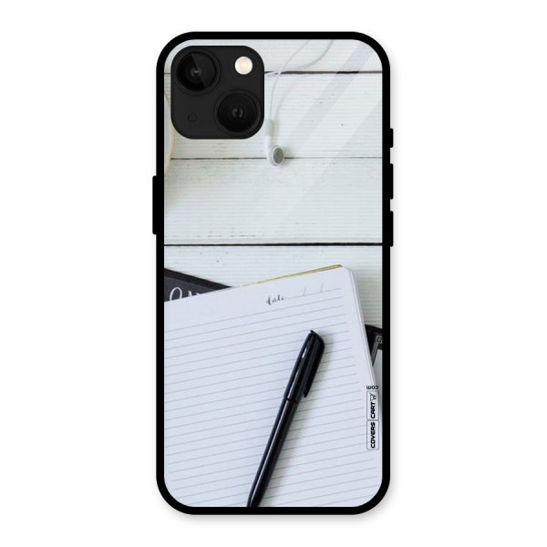 Headphones Notes Glass Back Case for iPhone 13