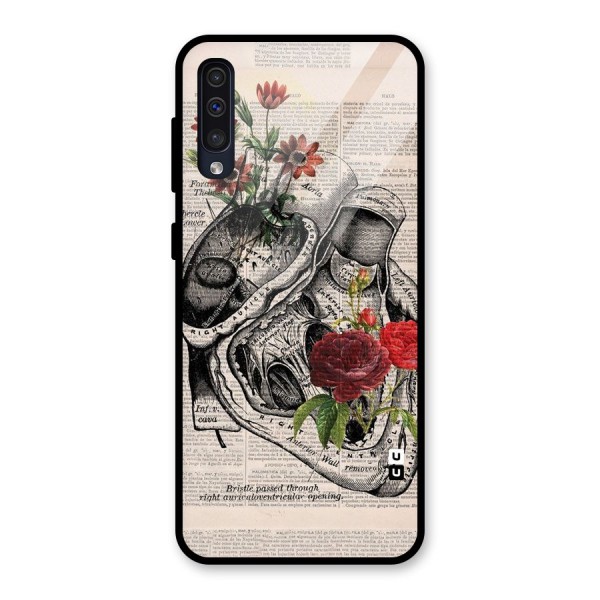 Heart Newspaper Glass Back Case for Galaxy A30s