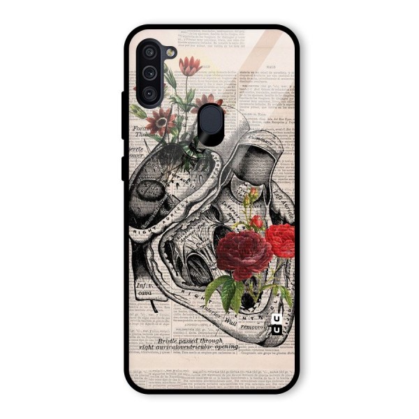 Heart Newspaper Glass Back Case for Galaxy M11
