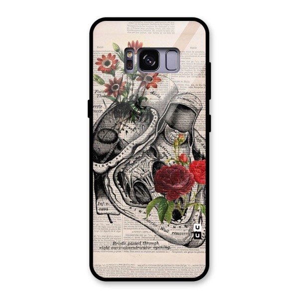 Heart Newspaper Glass Back Case for Galaxy S8