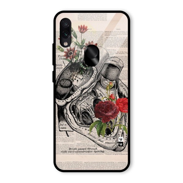 Heart Newspaper Glass Back Case for Redmi Note 7